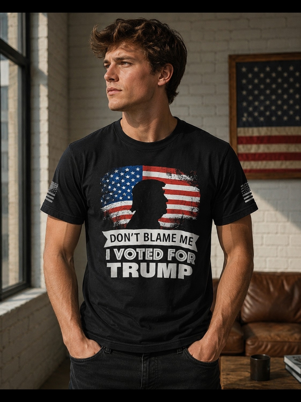 Men's Black Short Sleeve Graphic Tee - Patriotic Vote Statement